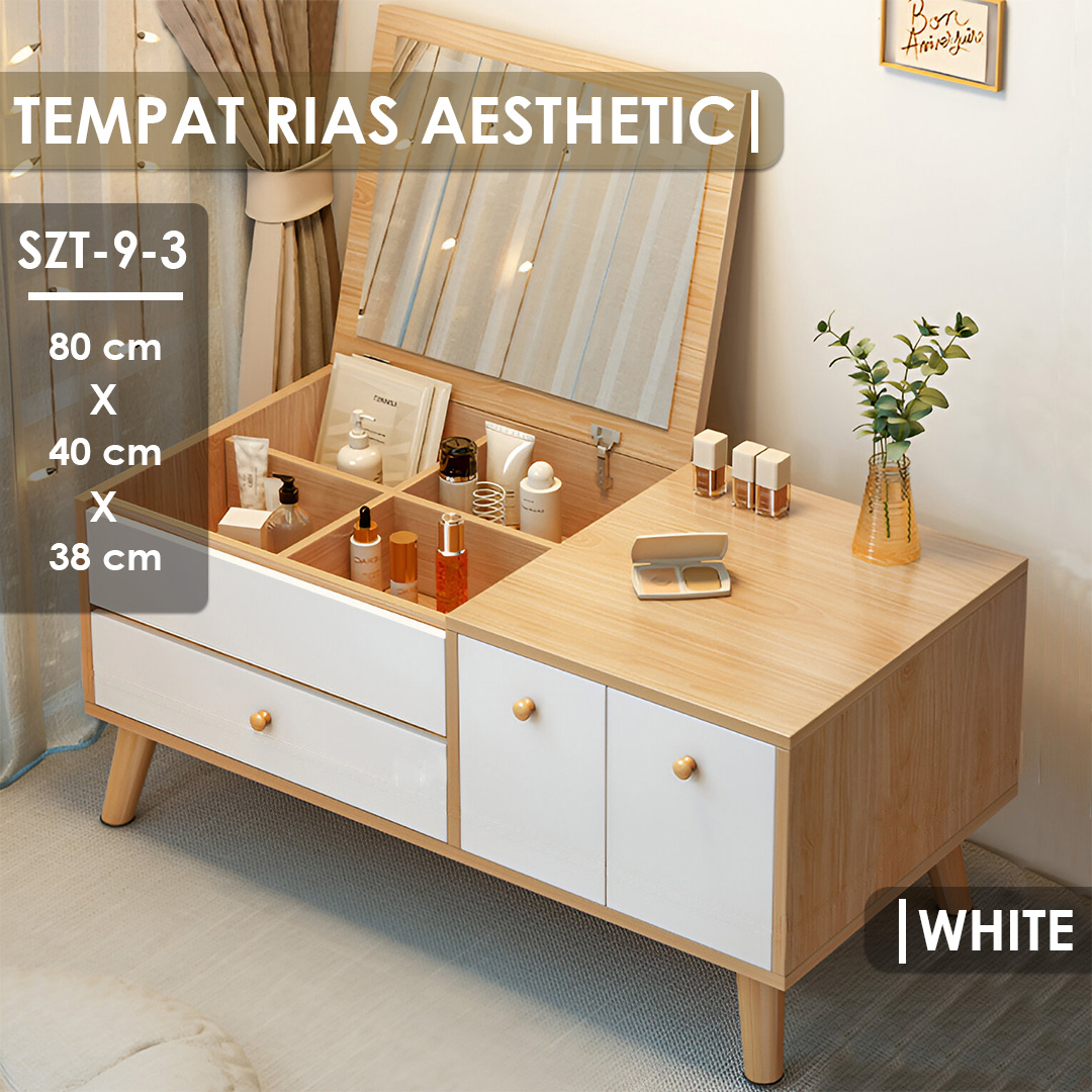Meja Rias Multifungsi Meja Rias Minimalis Meja Rias Dengan Rak Penyimpanan - Gambar 3