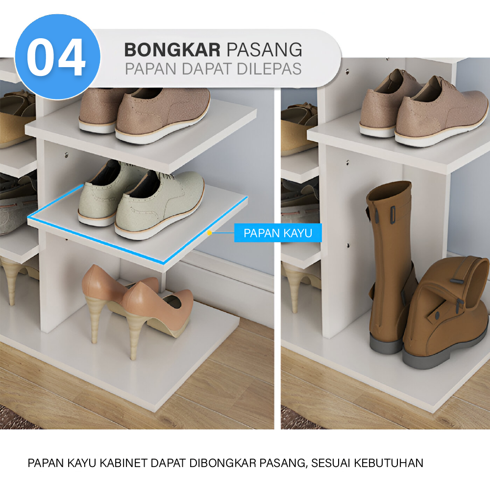Rak Kabinet Sepatu Multifungsi Rak Sepatu Susun Minimalis Rak Sepatu Bertingkat - Gambar 5