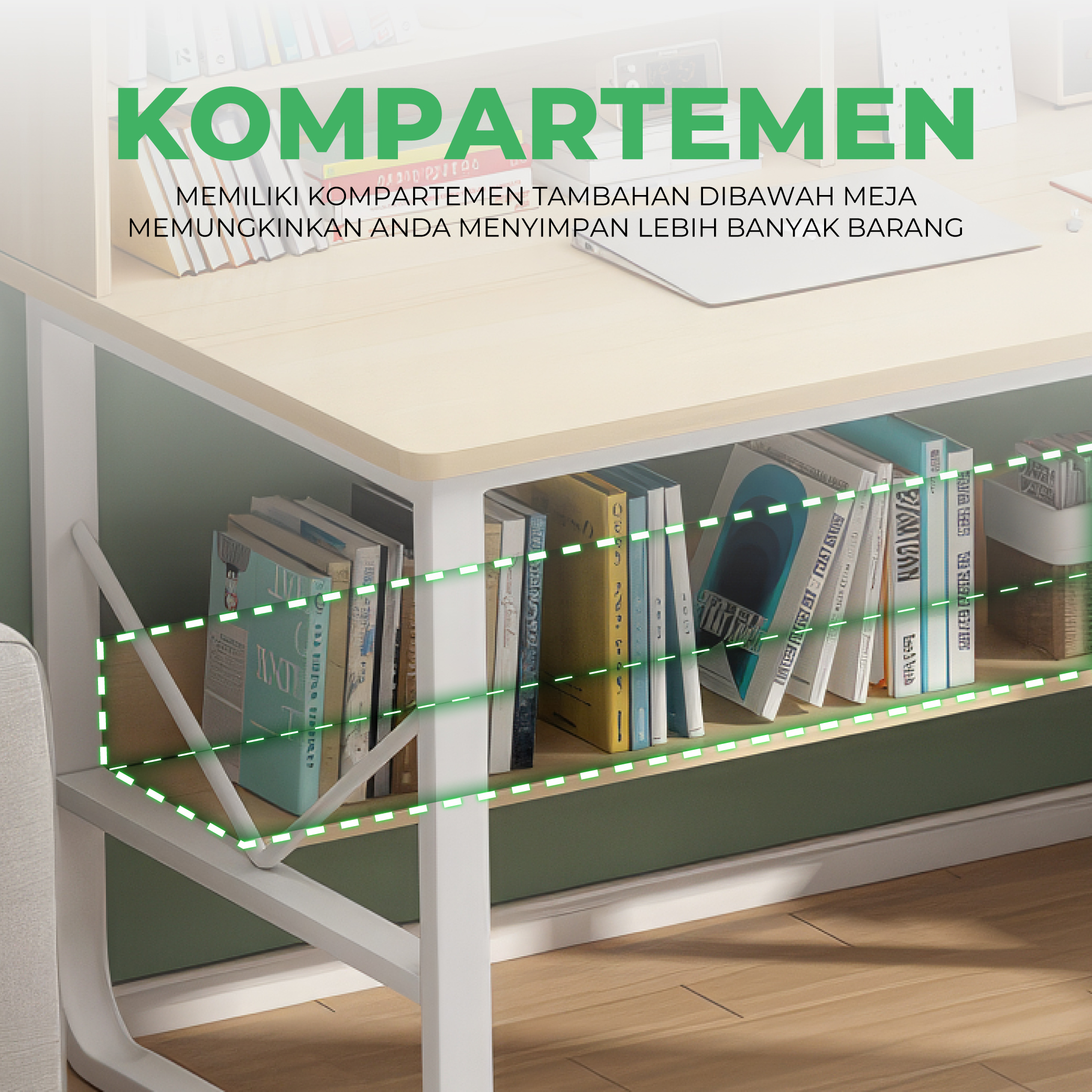 Meja Komputer Meja Desktop Meja Sederhana Persegi Panjang Meja Belajar Kayu - Gambar 2