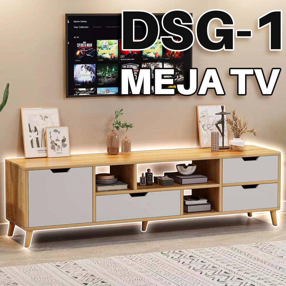 Meja TV Minimalis dengan Banyak Penyimpanan Meja TV Dengan Laci Serbaguna
