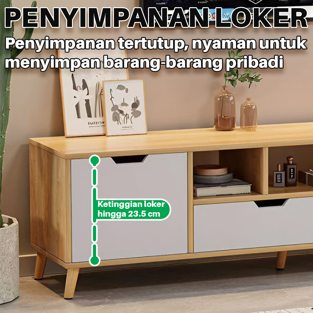 Meja TV Minimalis dengan Banyak Penyimpanan Meja TV Dengan Laci Serbaguna - Gambar 3
