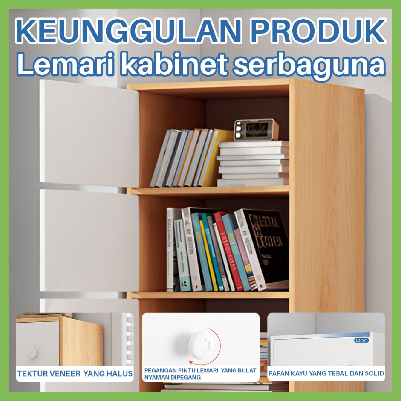 Lemari Laci Kabinet Minimalis Lemari Kabinet Kayu Rak Penyimpanan Serbaguna - Gambar 7