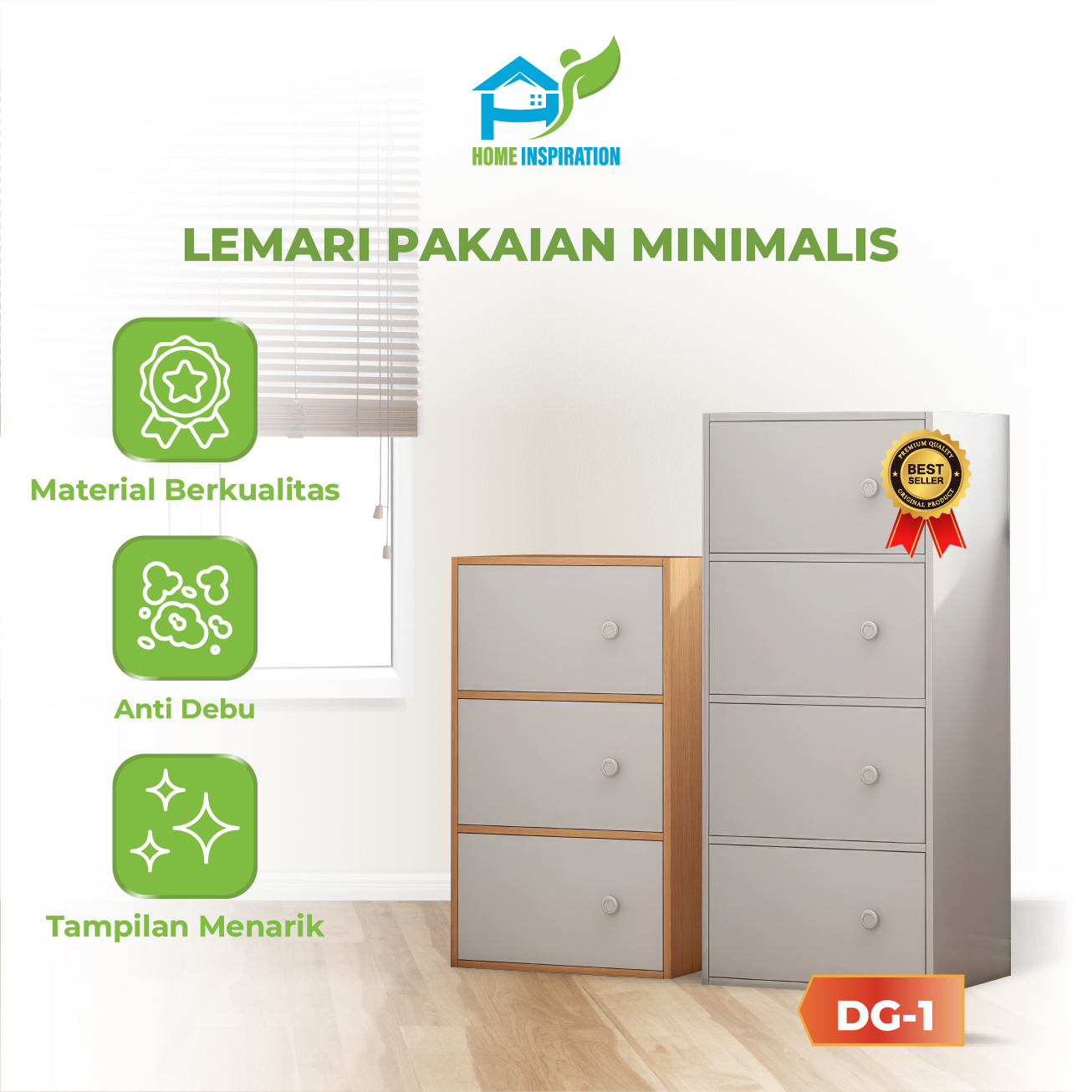 Lemari Laci Kabinet Minimalis Lemari Kabinet Kayu Rak Penyimpanan Serbaguna - Gambar 9