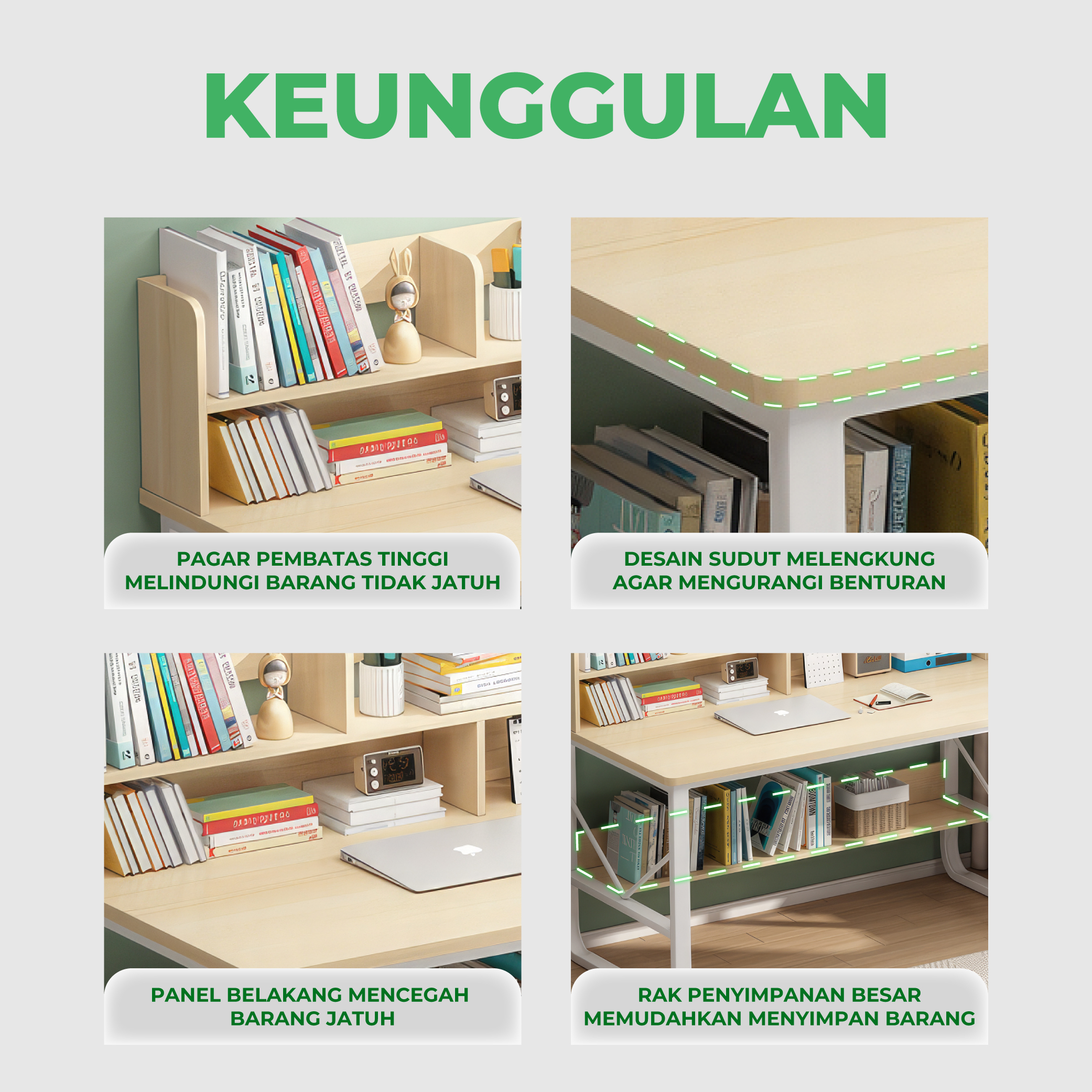 Meja Komputer Meja Desktop Meja Sederhana Persegi Panjang Meja Belajar Kayu - Gambar 4