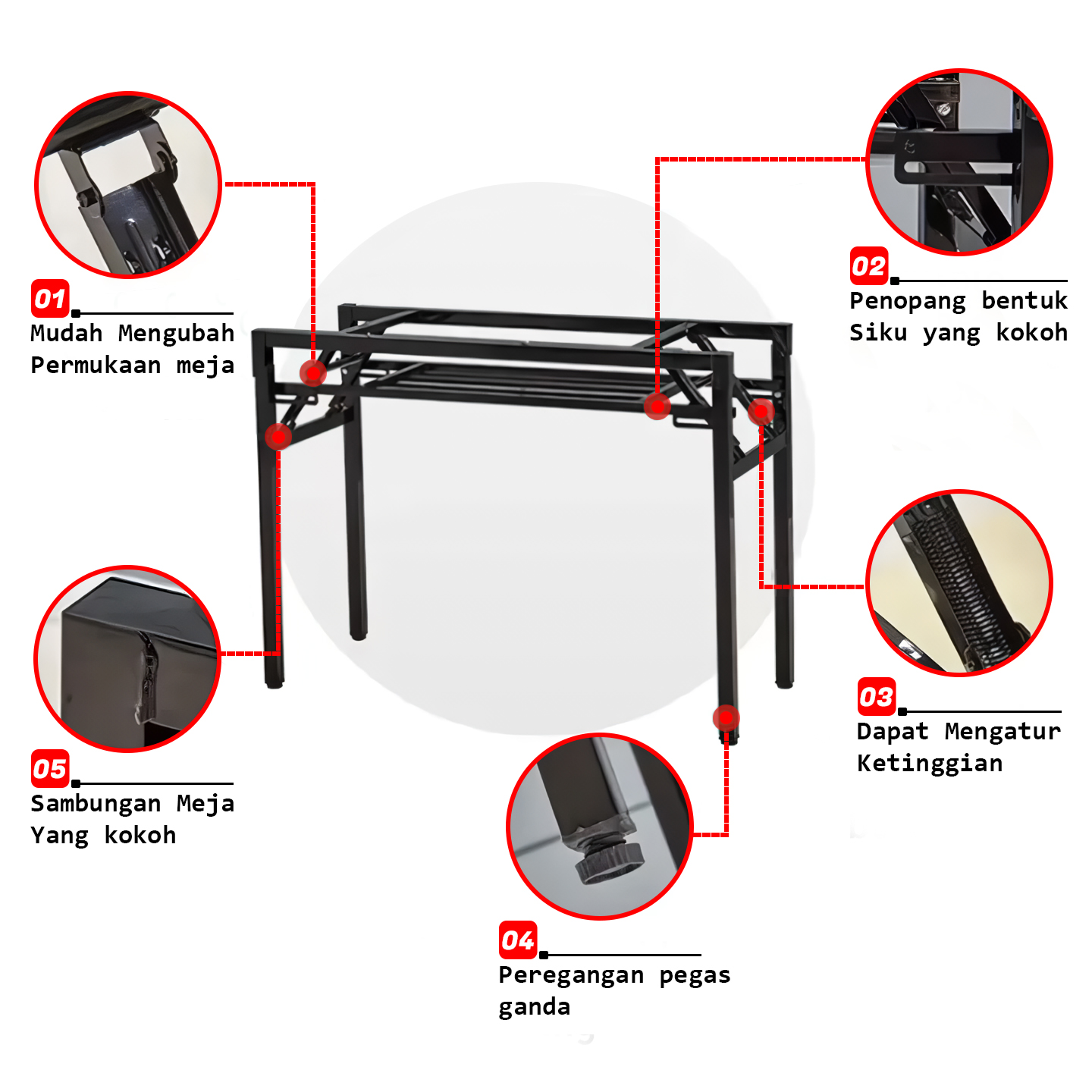 Meja Lipat Minimalis Meja Laptop Lipat Meja Lipat Multifungsi Meja Kerja - Gambar 5