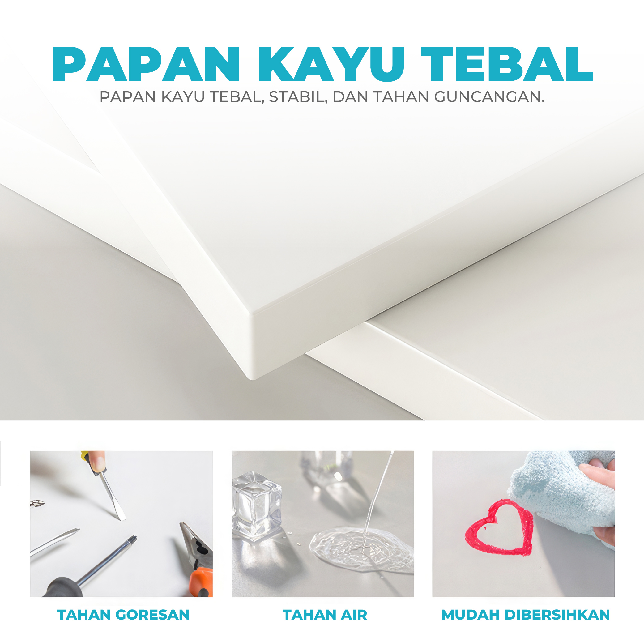 Meja Rias Multifungsi dengan Cermin Besar Meja Rias Kayu dengan Desain Minimalis - Gambar 4